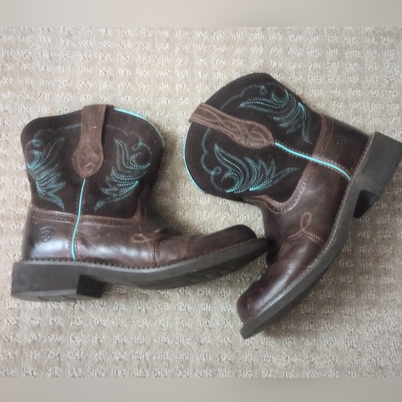 Ariat Teal fatbaby Heritage Dapper Western Round Toe Boots - Picture 1 of 8